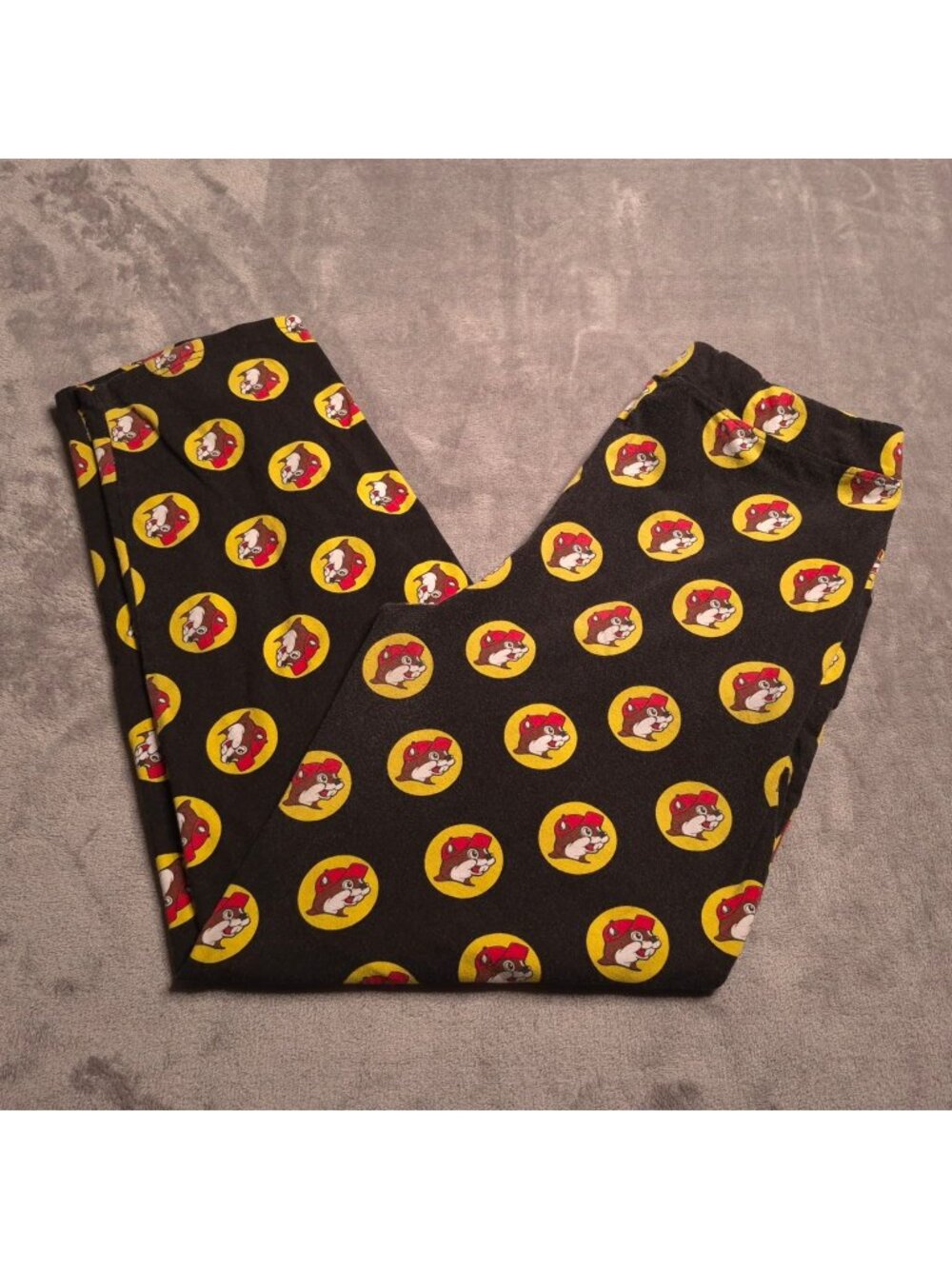 Buc-ees Logo Print Pajama Pants Black Yellow M Pockets Elastic Waist